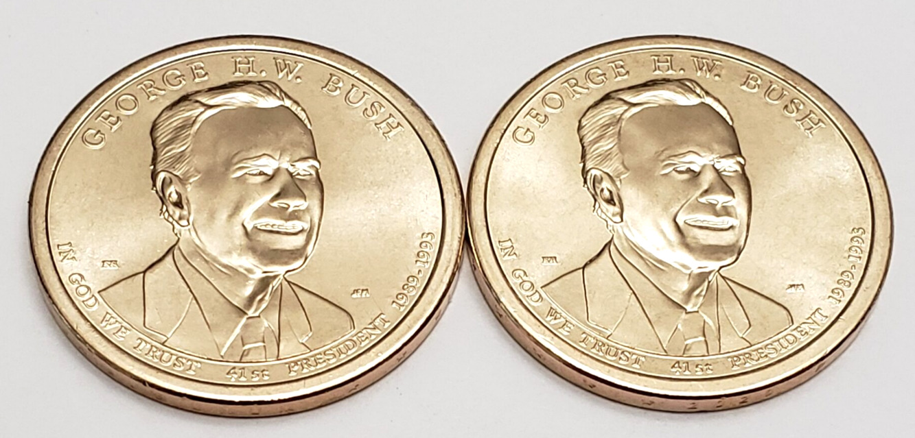 2020 P & D George H.W. Bush Presidential Dollar Set (2 Coins) **FREE SHIPPING**