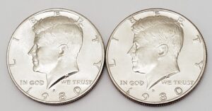 1980 P & D KENNEDY HALF DOLLAR SET (2 COINS)  **FREE SHIPPING**