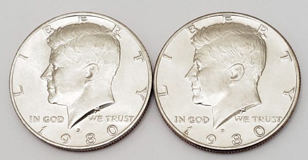 1980 P & D KENNEDY HALF DOLLAR SET (2 COINS)  **FREE SHIPPING**