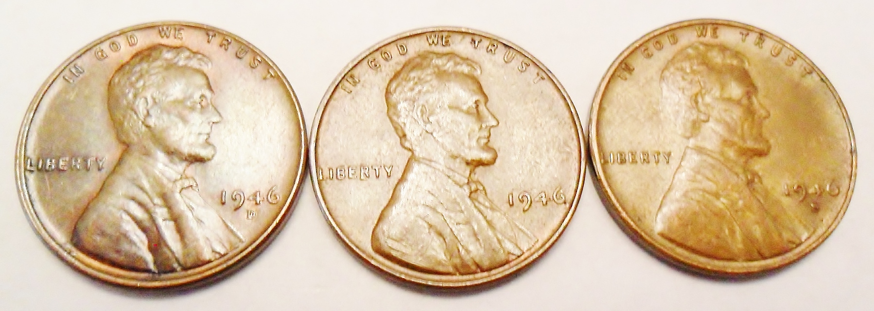 1946 P D S Lincoln Wheat Cent / Penny Set (3 Coins) *FINE OR BETTER* **FREE SHIPPING**