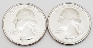 1991 P & D Washington Quarter Set (2 Coins) **FREE SHIPPING**